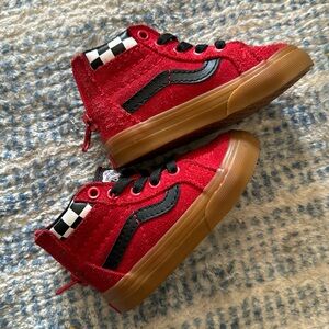 Vans red and checkered shoes